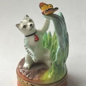 Rare cat and butterfly Limoge